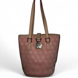 Dooney & Bourke Pink and Tan Monogram Tote